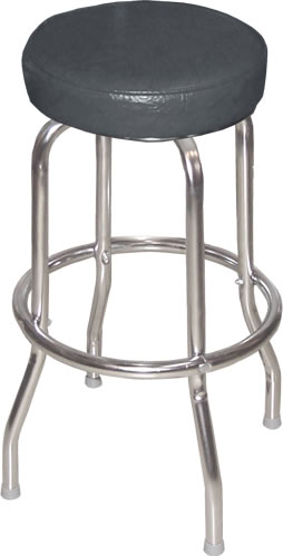 Bennington Furniture Corp. - Black Bar Stool with Single Ring Chrome Frame