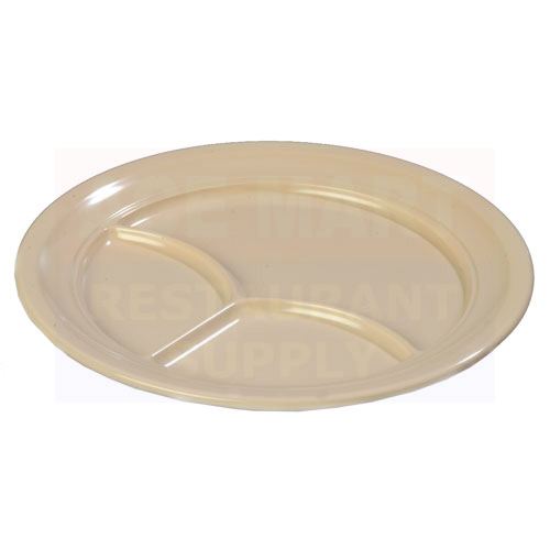 Carlisle Food Service - 9-3/4� Tan Melamine Three Compartment Plate