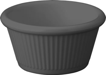 Gessner Products - Ramekin, Plastic, Fluted, Black, 2-1/2 oz