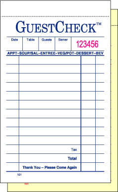 National Checking Co. - Guest Check, Duplicate, Carbonless