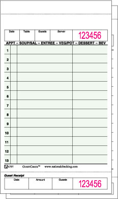 National Checking Co. - Guest Check, Duplicate, Carbonless