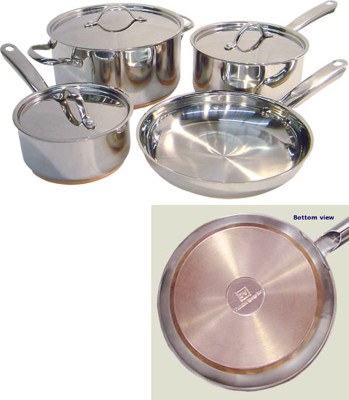 Cookware Set, 7 Piece, Copper Bottom