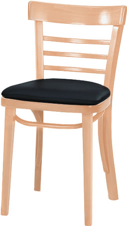 Waymar Industries - Chair, Ladderback, Black Seat Pad, Natural Finish