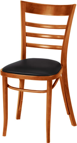 Waymar Industries - Chair, Ladderback, Black Seat Pad, Medium Brown Finish